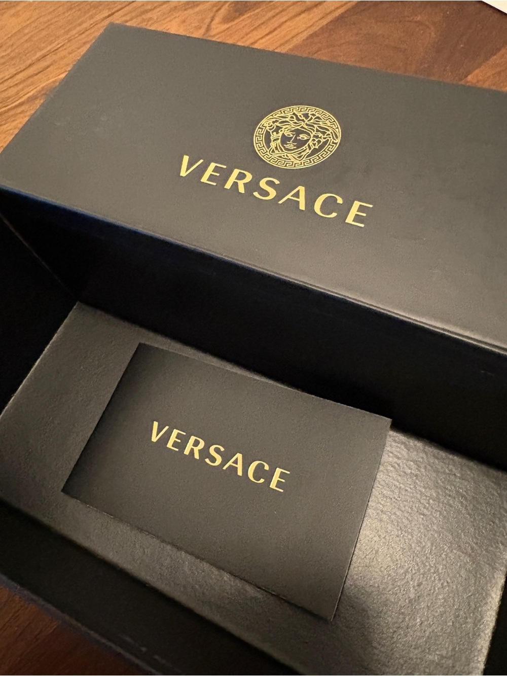 Versace Black and Gold Eyeglass Box with Logo. Only Box